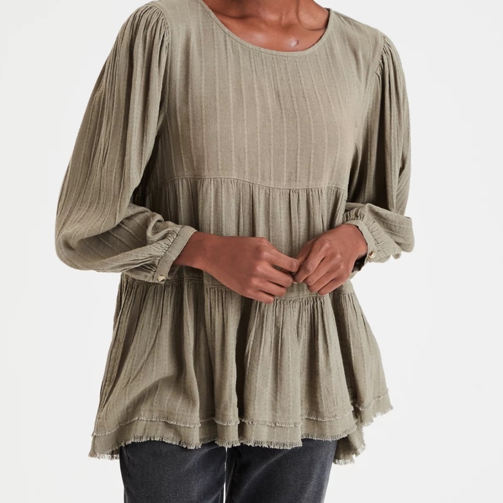 American Eagle Outfitters Sage Green Boho Blouse